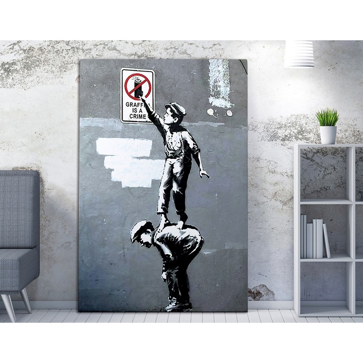 Dekoratív festmény, Wallity, Banksy, 70x100cm, 50% pamut/50% poliészter