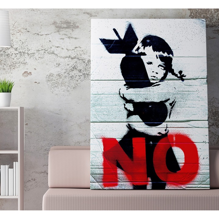 Dekoratív festmény, Wallity, Banksy, 70x100cm, 50% pamut / 50% poliészter