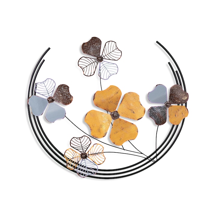 Dekoratív fém fali kiegészítő, Wallity, 70x62x4cm, kézzel festett