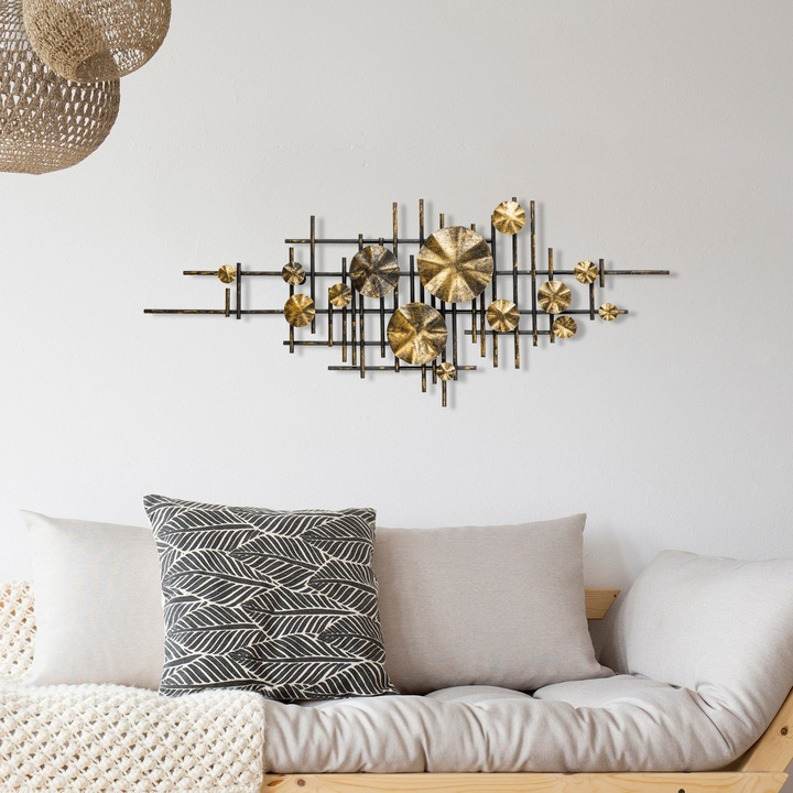 Dekoratív fém fali kiegészítő, Wallity, 113x7x44cm