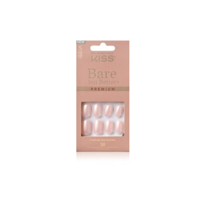Oja semipermanentă Kiss, Bare But Better, set unghii artificiale, multicolor, 30 buc