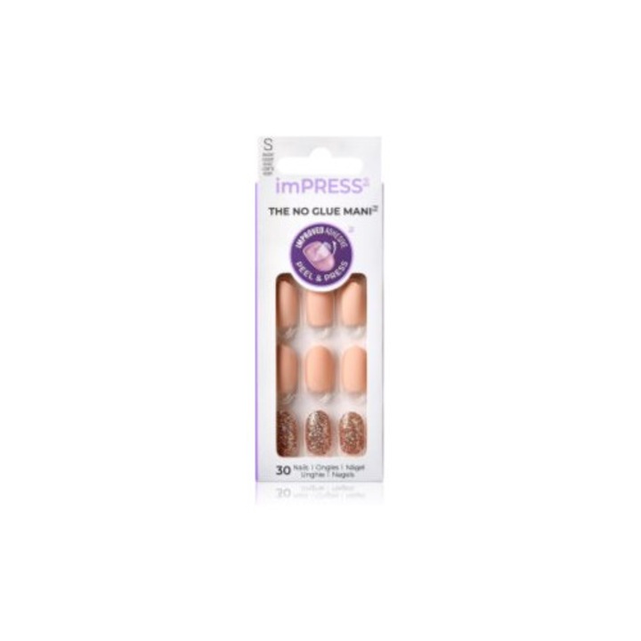 Unghii artificiale autoadezive Kiss Impress The No Glue Mani, multicolor, set 30 buc