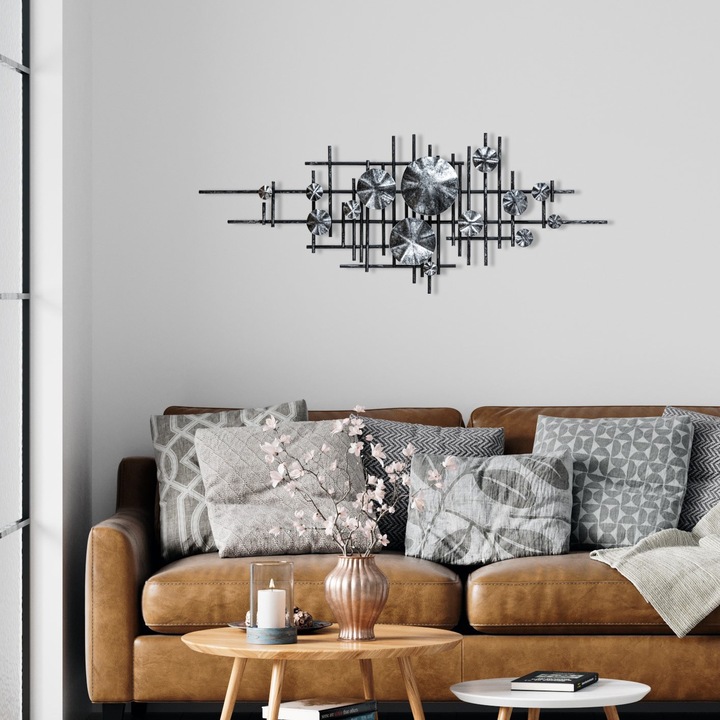 Dekoratív fém fali kiegészítő, Wallity, 113x7x44cm