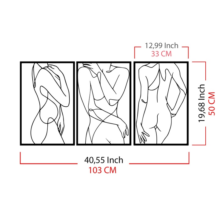 Dekoratív fali kiegészítő, fémből, Wallity, 103x50cm, 1,2mm vastagság