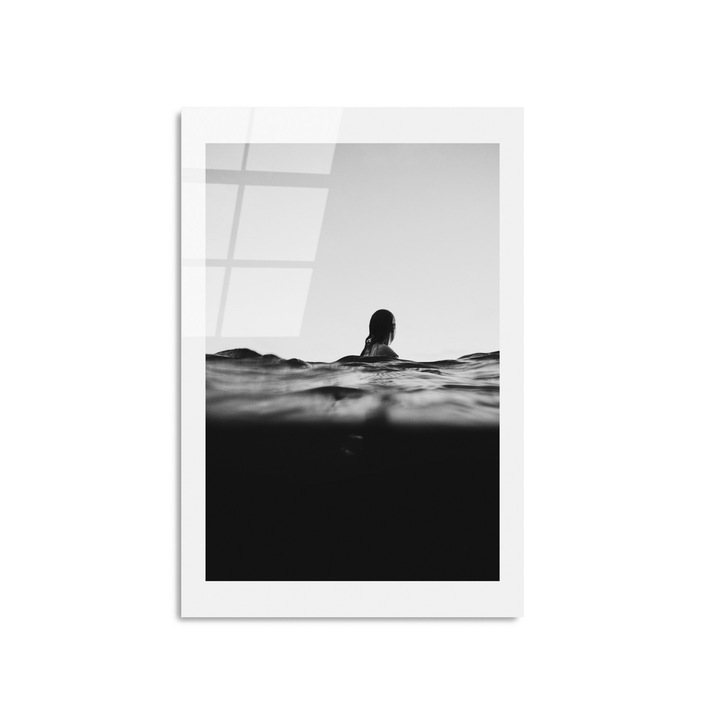 Edzett üveg kép, Wallity, 30x45cm, tartós nyomat, fekete/fehér