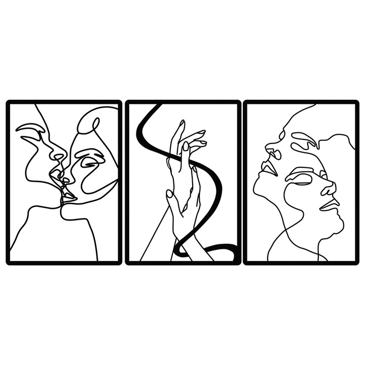 Accesoriu triplu decorativ perete, Wallity, metal, 109x50cm