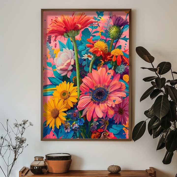 Keretezett díszfestmény, Wallity, 50x70x3,5cm, MDF, fenyőfa