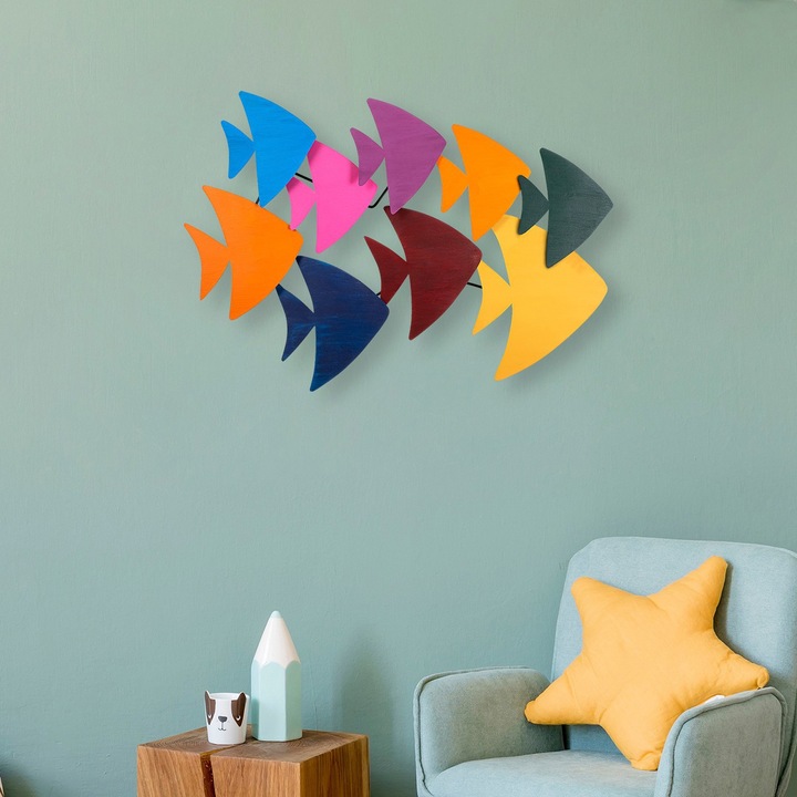 Dekoratív fém fali kiegészítő, Wallity, 100x70x5cm, 2.414kg, kézzel festett