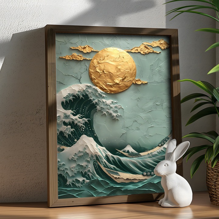 Keretezett díszfestmény, Wallity, 35x47x3,5cm, MDF 100%, fenyő 100%