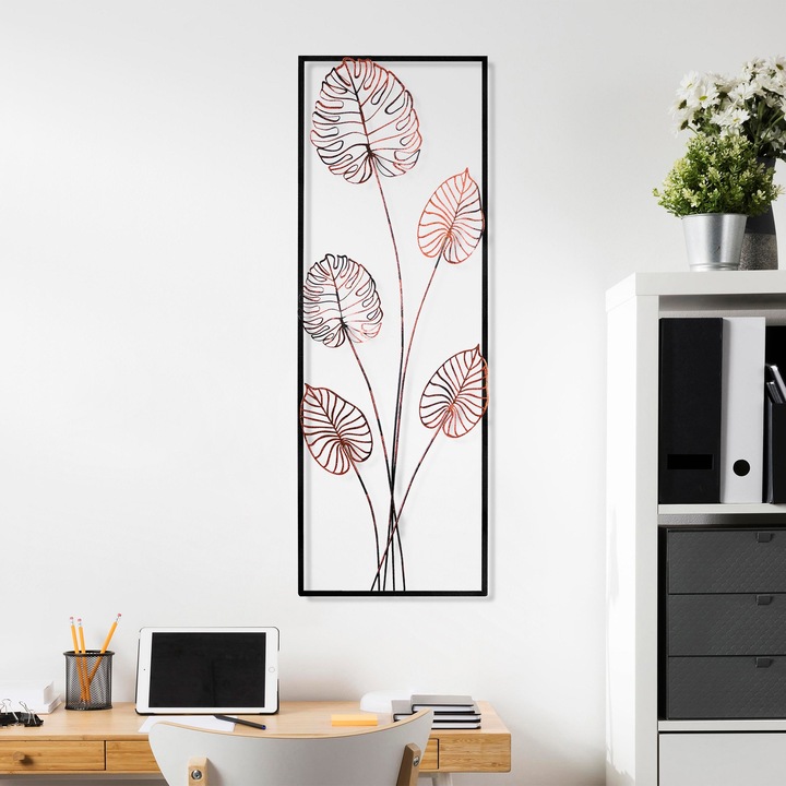 Dekoratív fém fali kiegészítő, Wallity, 32x90x4cm, kézzel festett