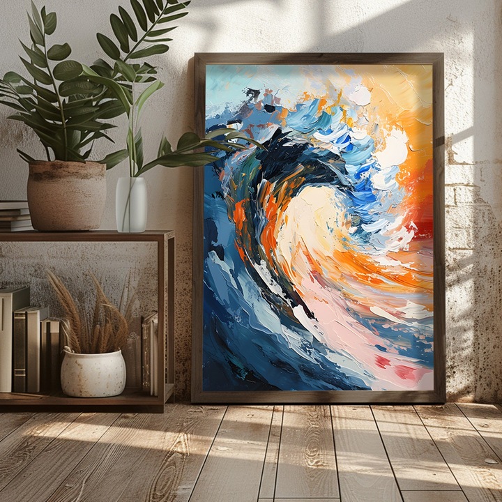 Keretezett díszfestmény, 50x70x3,5cm, MDF, fenyő, Wallity