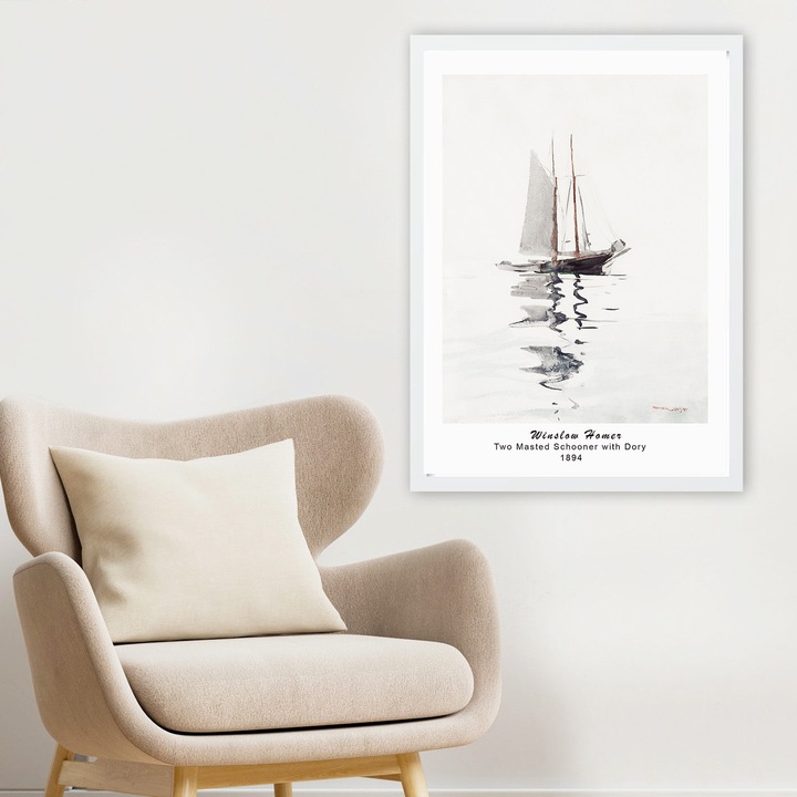 Dekoratív keretezett festmény, Wallity, 55x75cm, 100% fa, UV nyomat