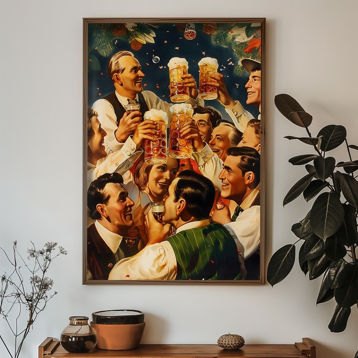 Keretezett díszfestmény, Wallity, 50x70x3,5cm, MDF, fenyőfa