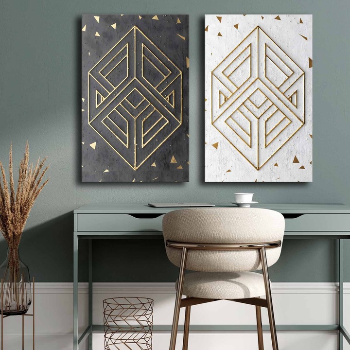 Dekoratív festmények, Wallity, 45x70cm, 2 darabos szett, 100% vászon, 100% fenyőfa