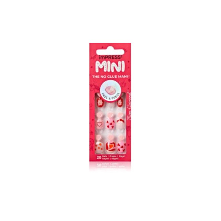 Impress Mini Kiss - Set 28 Unghii Artificiale Autoadezive, multicolor