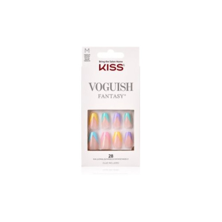 Lac de unghii, Kiss, set unghii artificiale 28 buc, multicolor