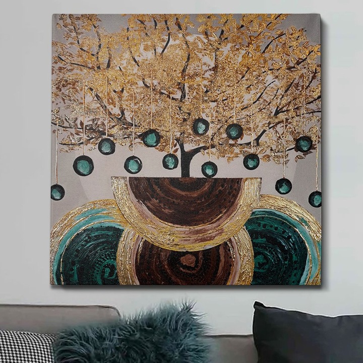 Декоративна картина, Wallity, маслена картина, 70x70 см, 100% платно, 100% дърво