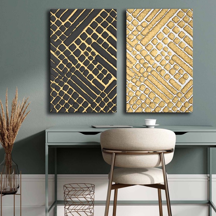 Dekoratív festmények, Wallity, 45x70cm, 2 darabos szett, 100% vászon, 100% fenyőfa