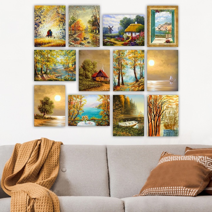 Dekoratív MDF festmények, Wallity, 20x15cm, 12 darabos készlet