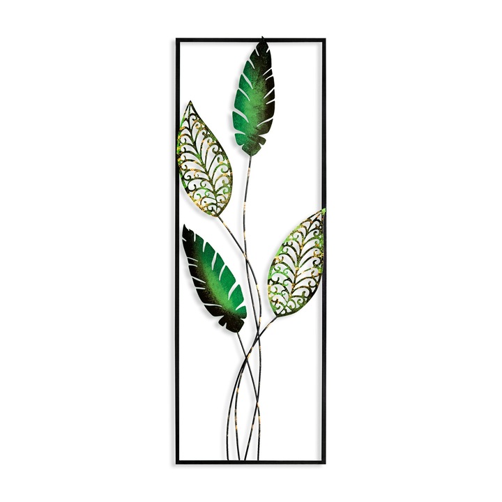 Dekoratív fali dekoráció, fémből készült, Wallity, 32x90cm, kézzel készített, többszínű