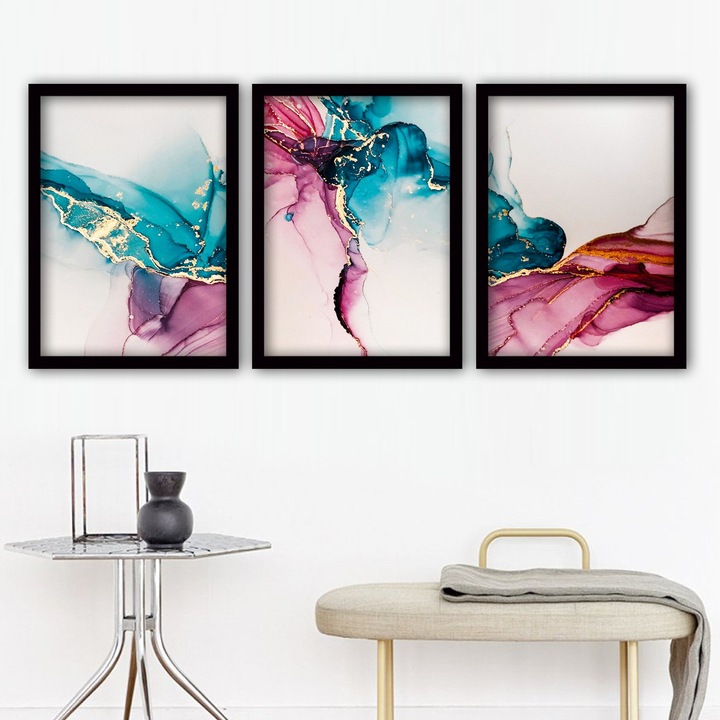 Dekoratív festmények, Wallity, 35x45cm, 3 darabos készlet, MDF, műanyag