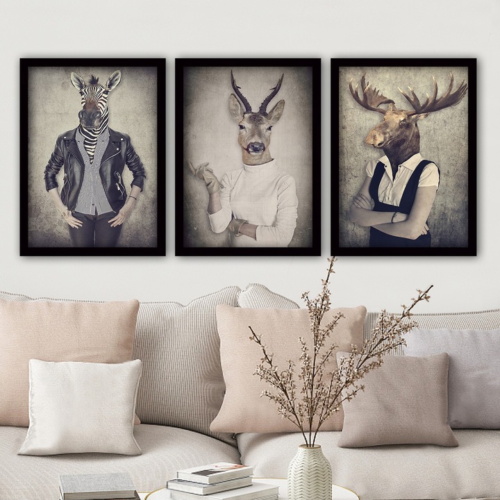 Dekoratív festmények, Wallity, 35x45cm, 3 darabos készlet, 100% MDF, 100% műanyag