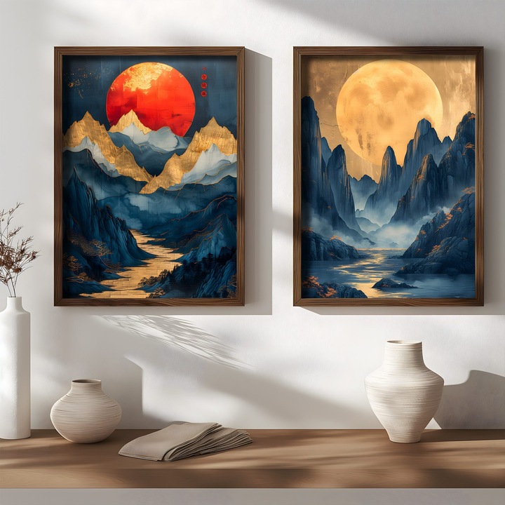 Dekoratív festmények MDF kerettel (2 db-os szett), Wallity, 35x47x3,5cm