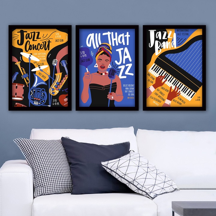 Keretezett díszfestmények (3 db-os készlet), Wallity, 35x45cm, 100% MDF, 100% műanyag