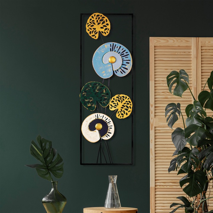 Dekoratív fém fali kiegészítő, Wallity, 32x90x4cm, kézzel festett