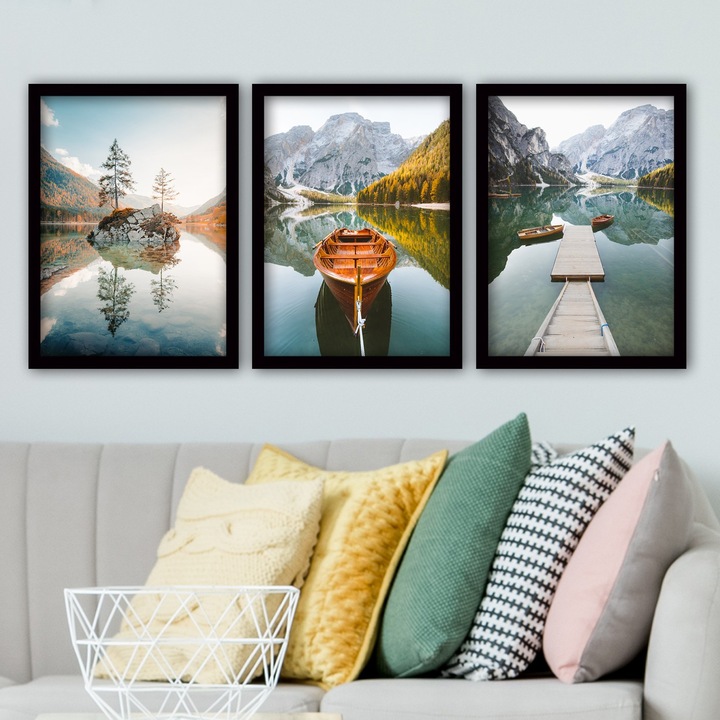 Dekoratív festmények kerettel (3 darabos készlet), Wallity, 35x45cm, 100% MDF, 100% műanyag
