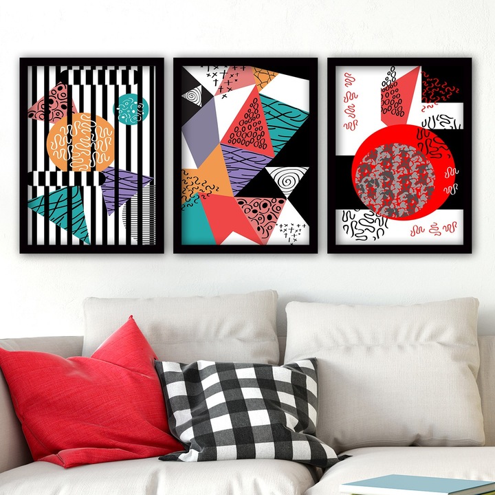 Dekoratív festmények, Wallity, 35x45cm, 3 darabos készlet, MDF, műanyag