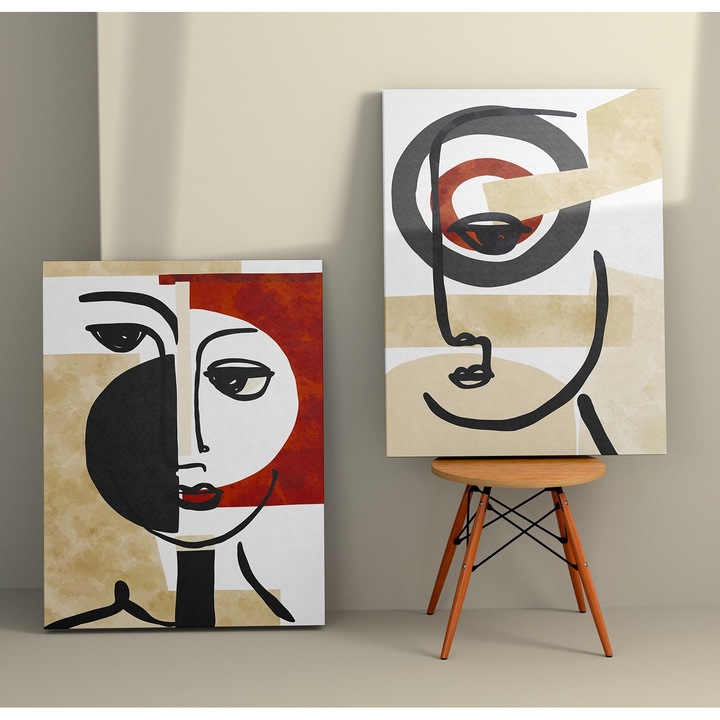 Dekoratív festmények, Wallity, 70x100cm, 2 darabos szett, vászon, fa