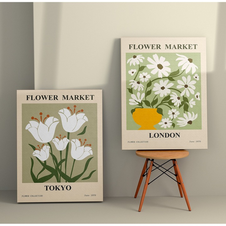 Dekoratív festmények vászonra (2 db-os készlet), Wallity, 50x70cm, fa