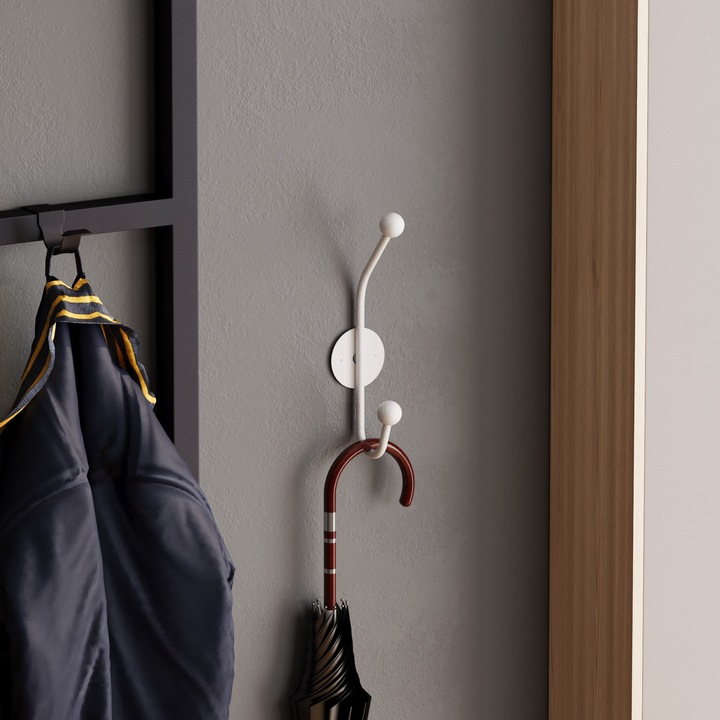 Fém fali akasztó, Wallity, 6x9cm, magasság 24cm, maximális teherbírás 10kg