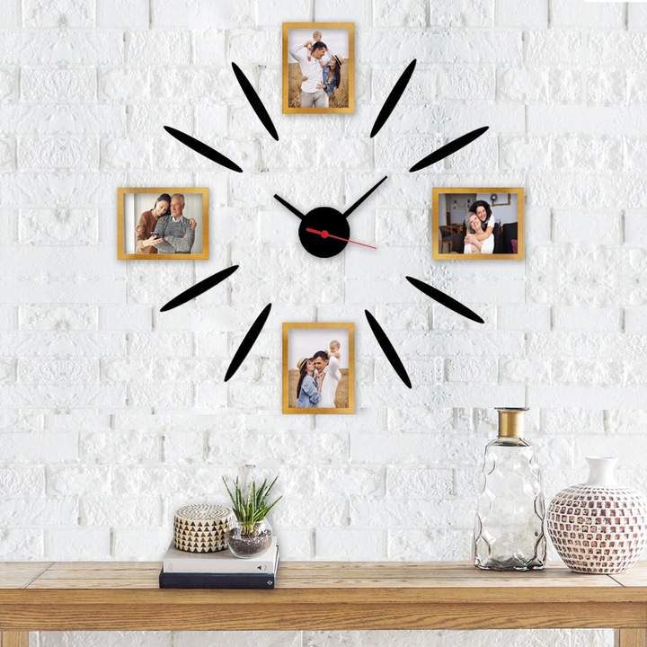 Dekoratív óra szett, Wallity, 12 darabos, 50x50cm, 10x15cm, 3mm MDF