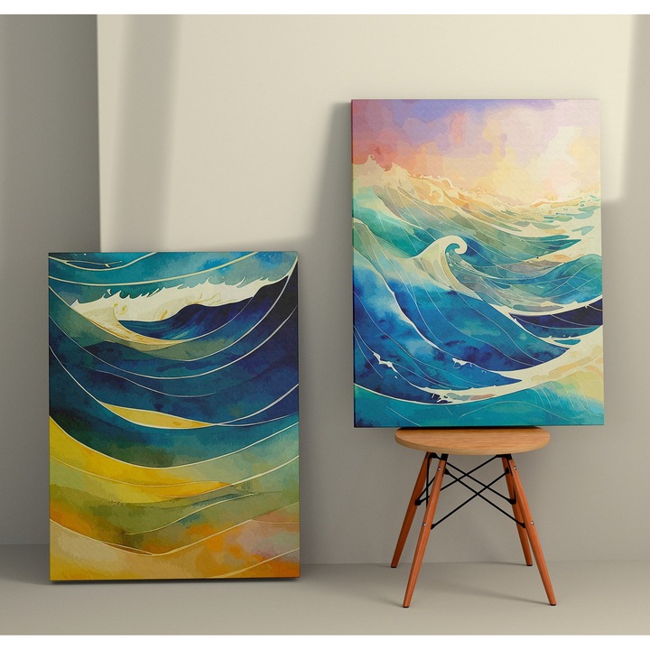 Dekoratív festmények, Wallity, 50x70cm, 2 darabos szett, vászon, fa