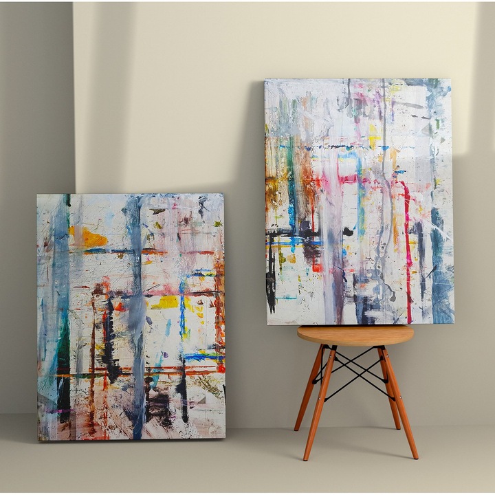 Dekoratív festmények, Wallity, 70x100cm, 2 darabos szett, vászon, fa