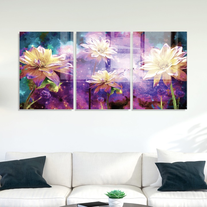 Edzett üvegfestmények, Wallity, 50x70cm, 3 darabos készlet