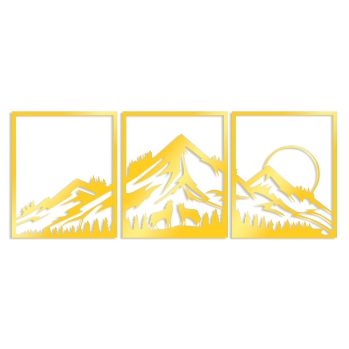 3 darabos fali dekorációs készlet, fémből, Wallity, 58x70cm