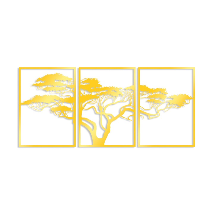 3 darabos fali dekorációs készlet, fém, Wallity, 51x73cm, vastagság 1,5mm