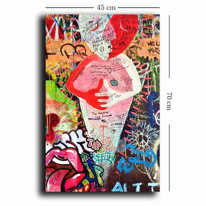 Wallity díszfestmény, 45x70cm, vászon/fa