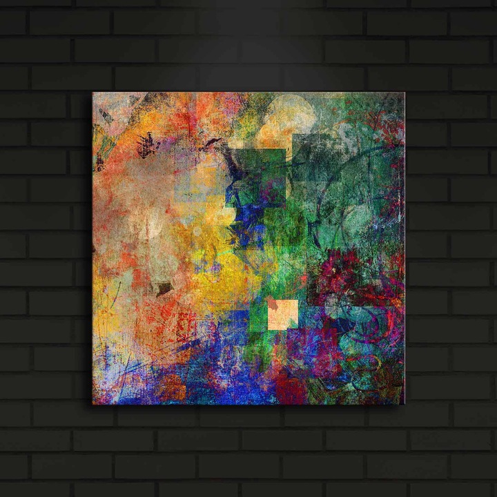 Dekoratív festmény LED-del, Wallity, 40x40cm, 100% velúr, 3cm fa keret