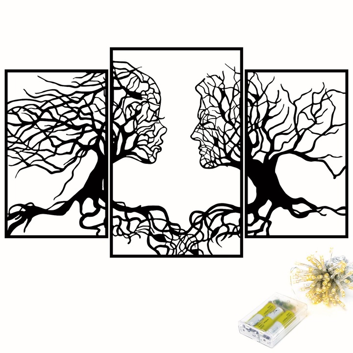 Dekoratív kiegészítő fali lámpákkal, fémes, Wallity, 71x116cm, vastagság 1,5mm, 3 db AA elemmel működik