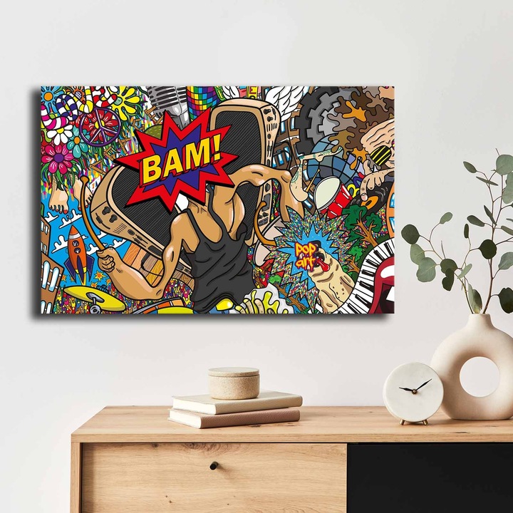 Dekoratív festmény, Wallity, 45x70cm, 100% vászon, 100% fa