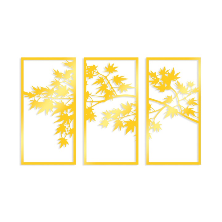 3 darabos fali dekorációs készlet, fém, Wallity, 34x67cm