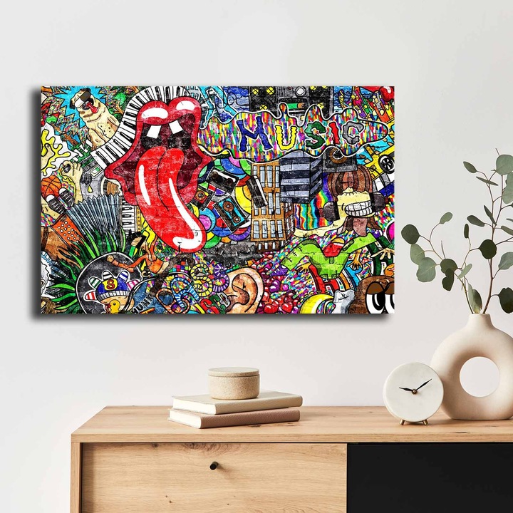 Dekoratív festmény, Wallity, 45x70cm, 100% vászon, 100% fa