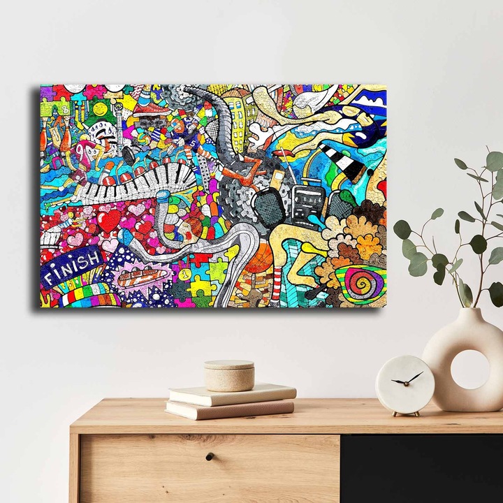 Dekoratív festmény, Wallity, 45x70cm, 100% vászon, 100% fa