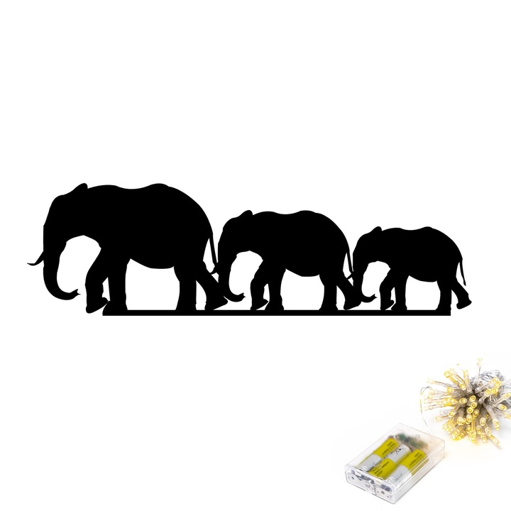 Dekoratív világító fali kiegészítő, fémből, Wallity, 15x50cm, vastagság 1,5mm, 3 db AA elemmel működik