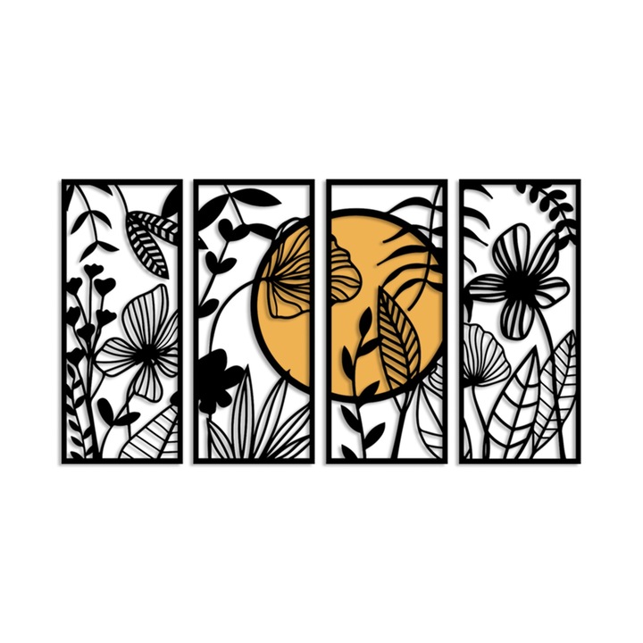 4 darabos fali dekorációs készlet, Wallity, fa/fém, 29x68cm