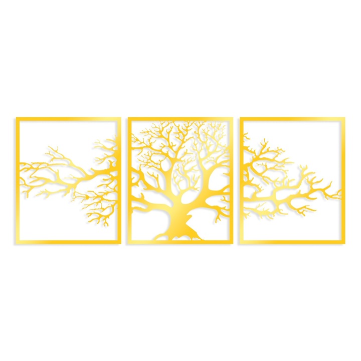 3 darabos fali dekorációs készlet, fém, Wallity, 49x60cm